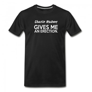 Men's Charlie McAvoy Gives Me An Erection Funny Hockey Lover Cool Fan T-Shirt - Black