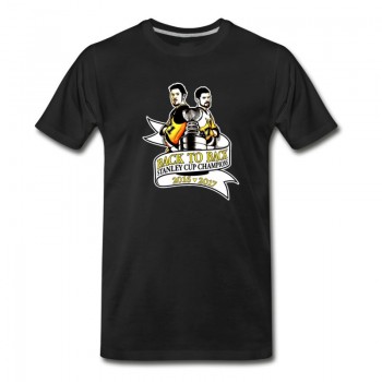 Men's Pittsburgh Stanley Cup Champs 2017 Back To Back Crosby Malkin Cup Photo T-Shirt - Black